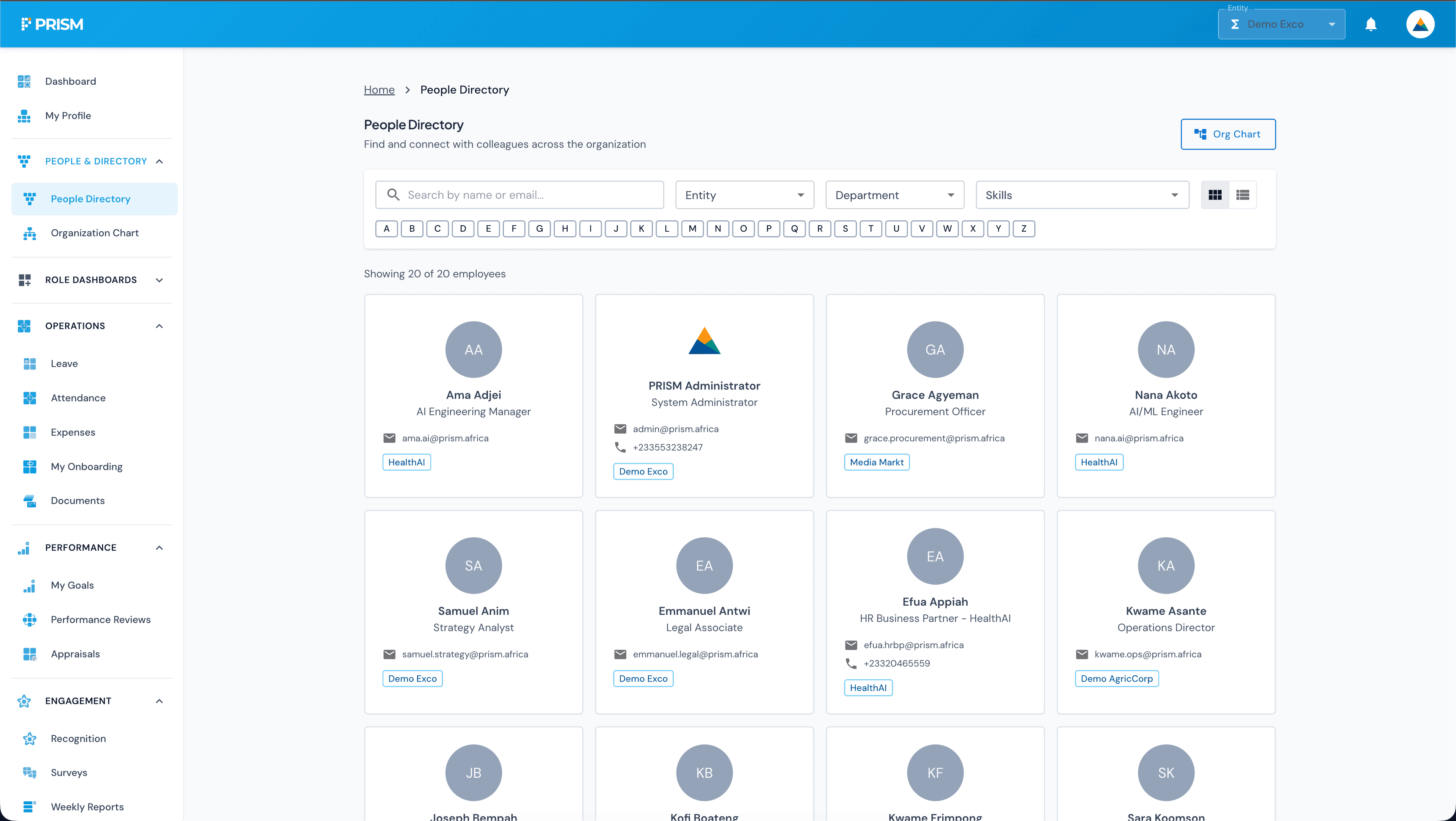 Core HR & Directory interface