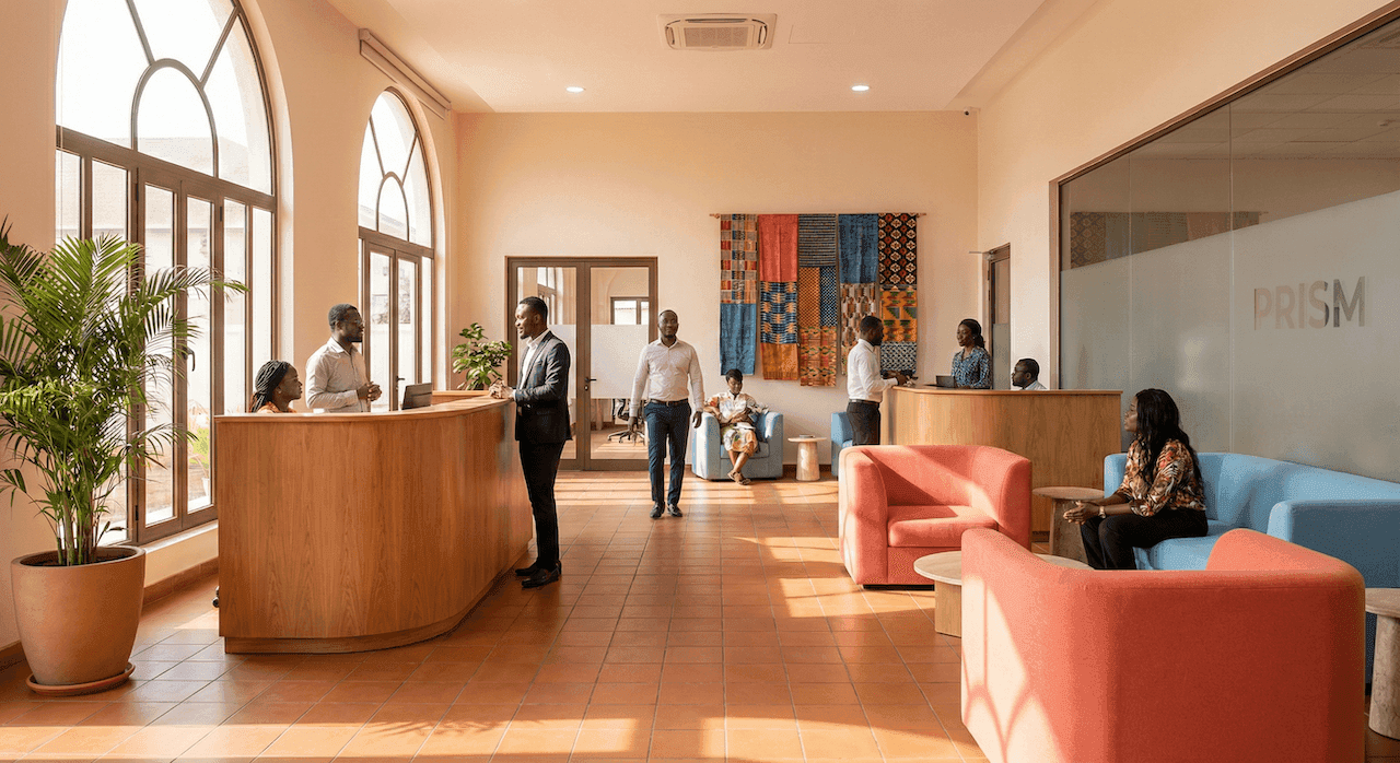 A workplace reception in Ghana